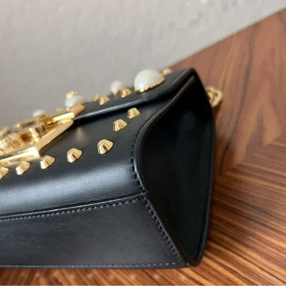 Gucci Calfskin Studded Small Padlock Shoulder Bag Black - Picture 8 of 16